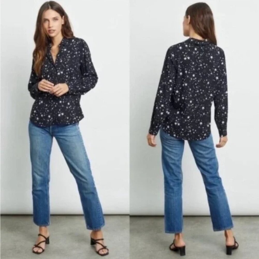 Rails Noemi Star Long Sleeve Blouse in Black Galaxy T1256